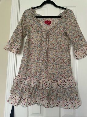 Jack by BB Dakota Floral Mini Dress in Cream with Multicolor Dots